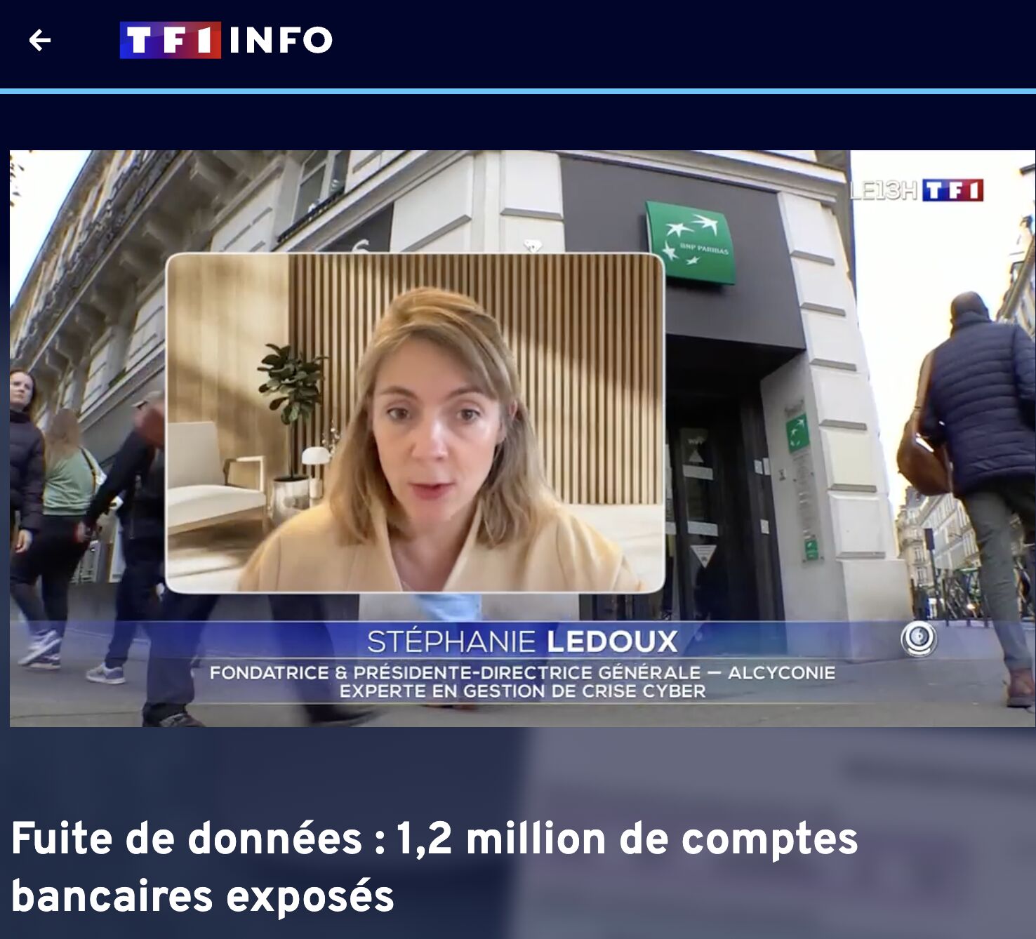 Fuite de données FICOBA : l’éclairage de Stéphanie Ledoux - CEO Alcyconie - sur TF1